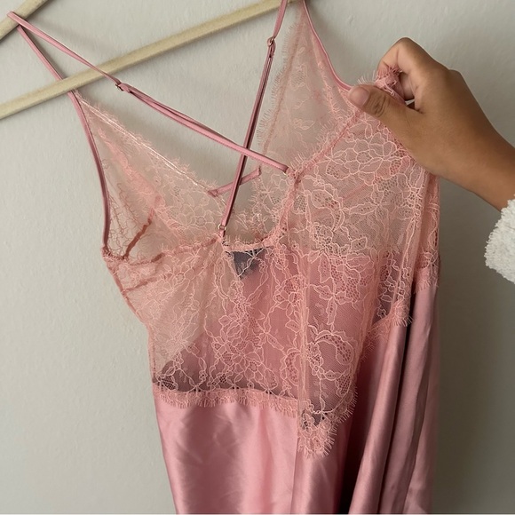Victoria's Secret Babydoll Lace Satin Slip Dress  in Pink Medium - Picture 8 of 10